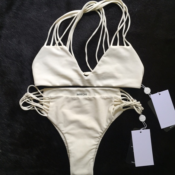 MIKOH Banyans S / Lanai M Bikini Set in Bone NWT - Picture 3 of 4
